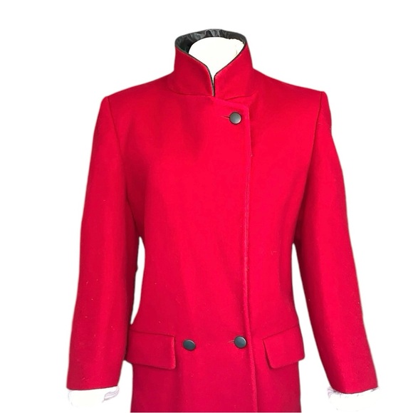 v i n t a g e :: Vibrant Double Breasted Long Wool Leather Coat - Picture 15 of 16